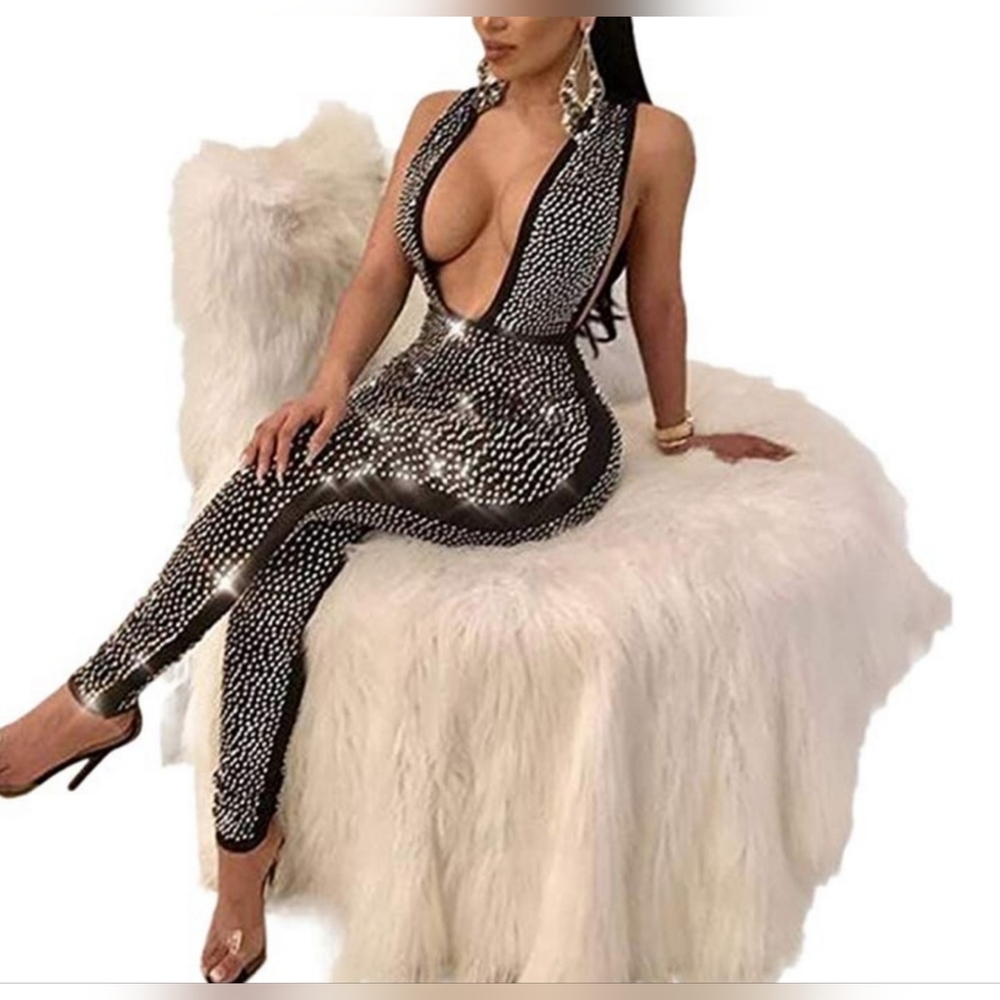 Beautiful/ elegant Rhinestone jumpsuit size small